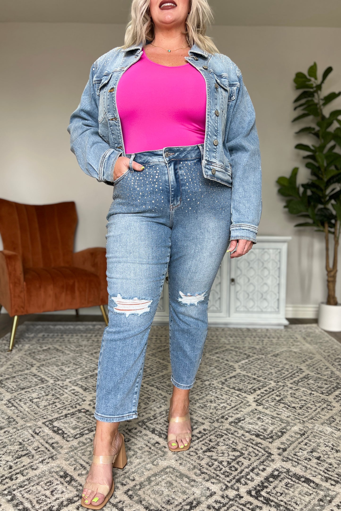 Judy Blue Rhinestone Slim Fit Jeans