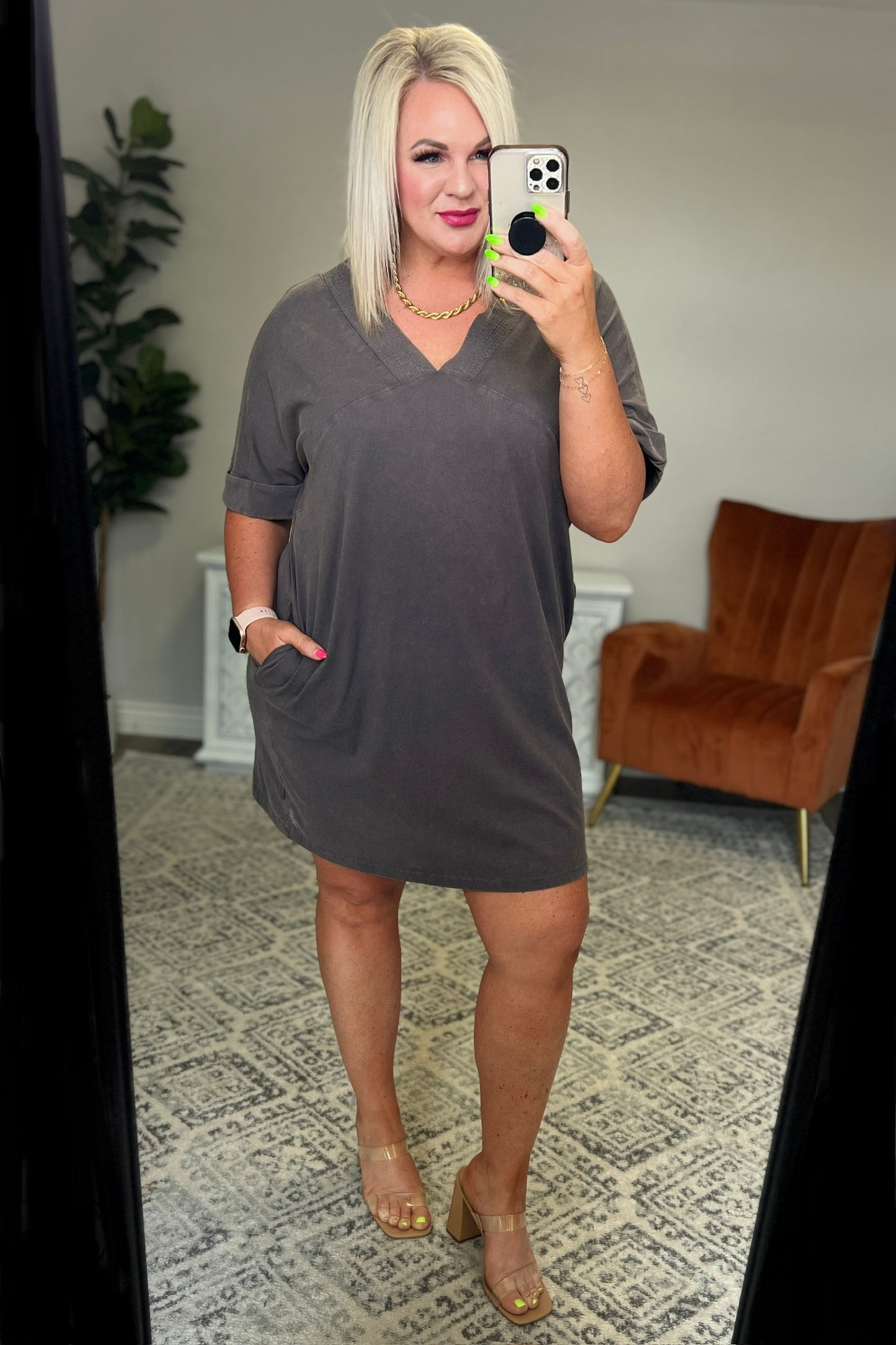 No Matter What Acid Wash T-Shirt Dress