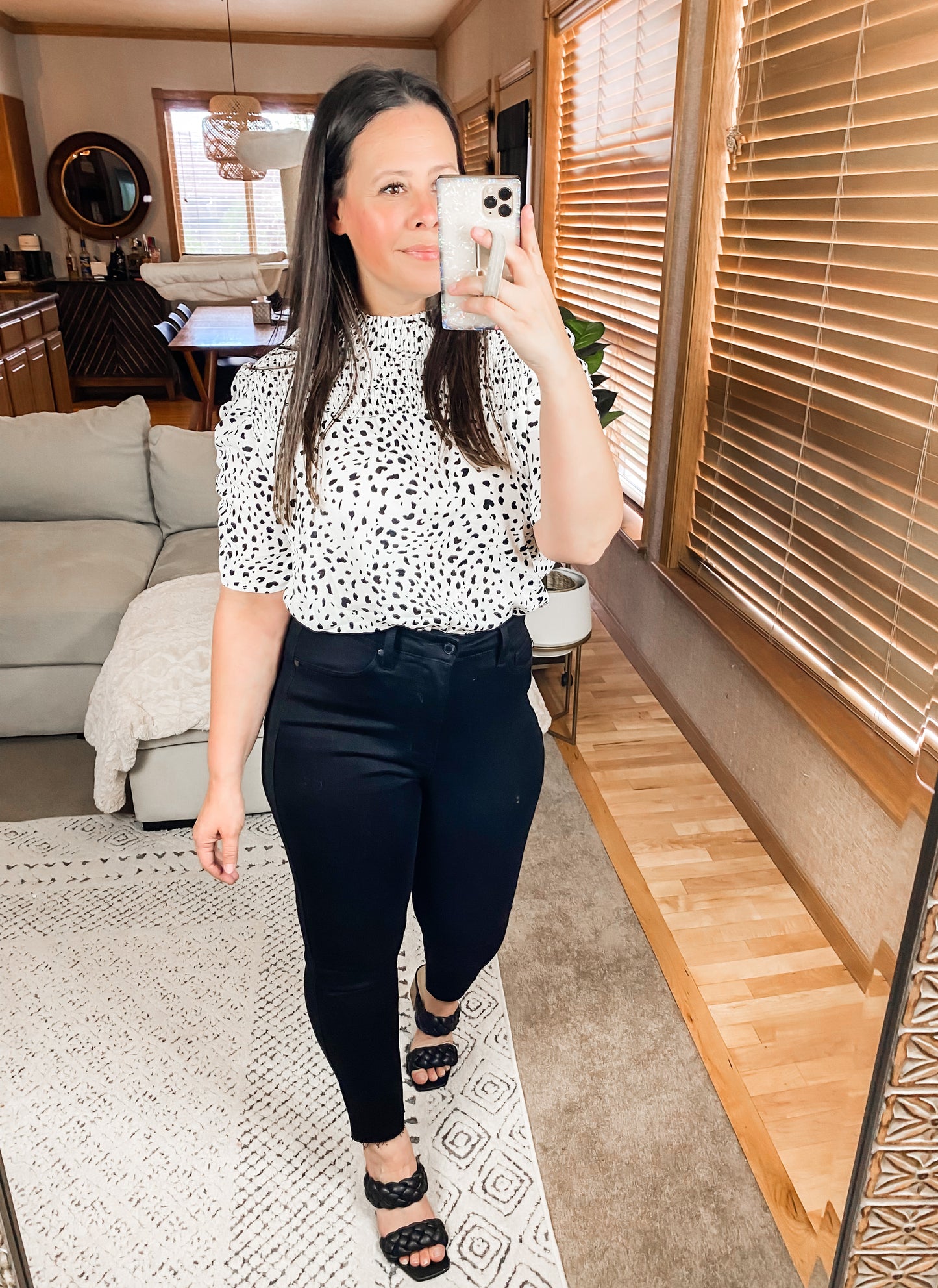 Dottie Ruched Mock Neck Blouse