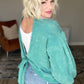 Tied Up In Cuteness Mineral Wash Sweater in Teal