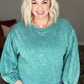 Tied Up In Cuteness Mineral Wash Sweater in Teal