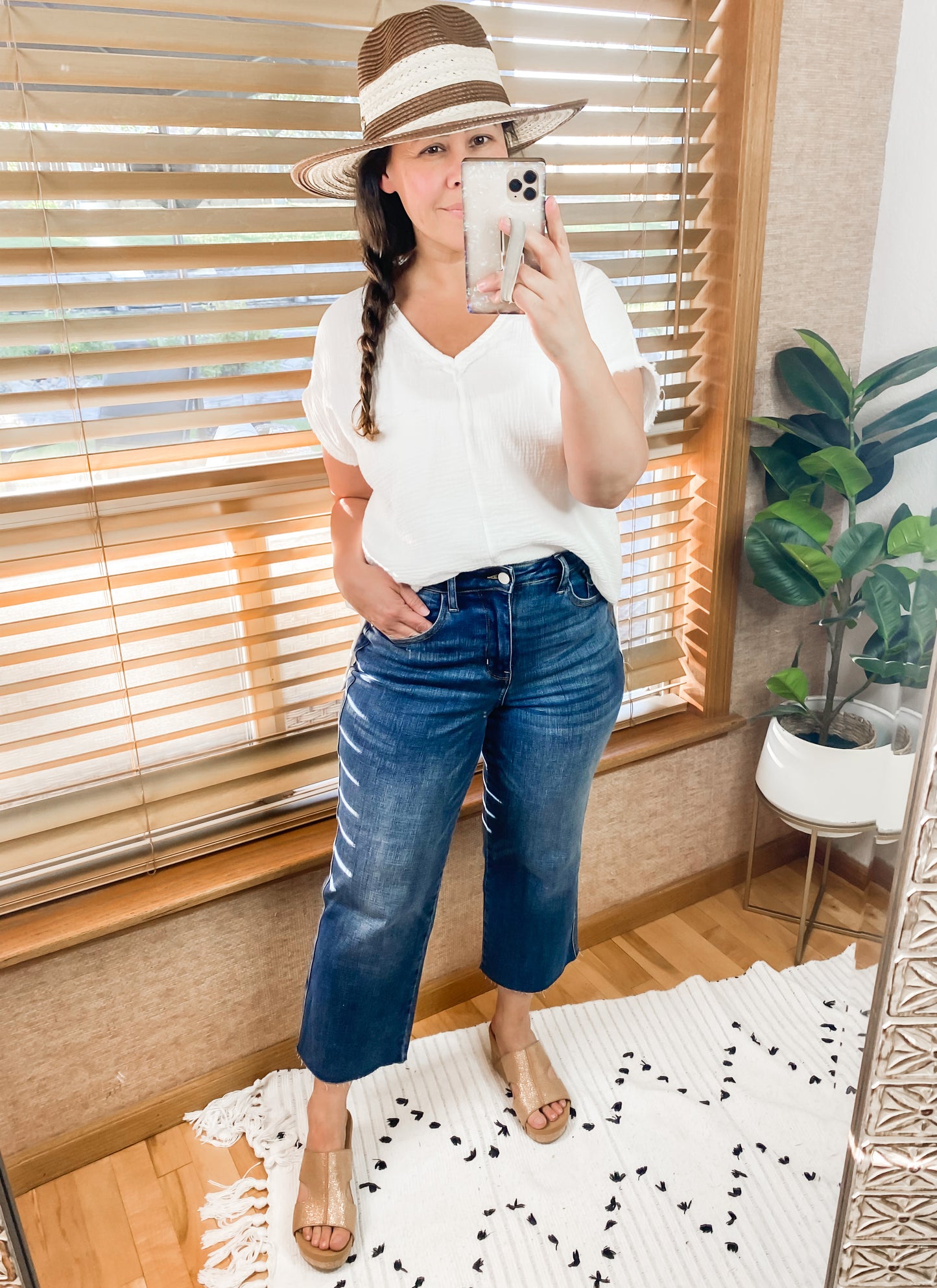 Judy Blue High Rise Wide Leg Crop Jeans