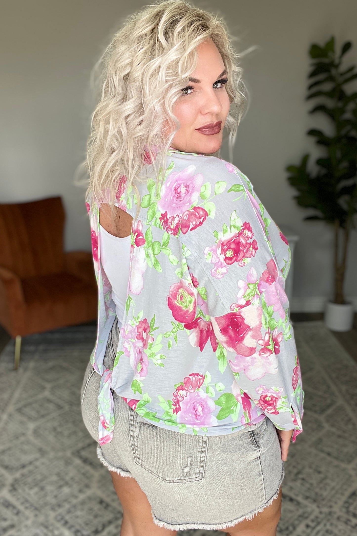 Thinking On It Open Back Floral Top