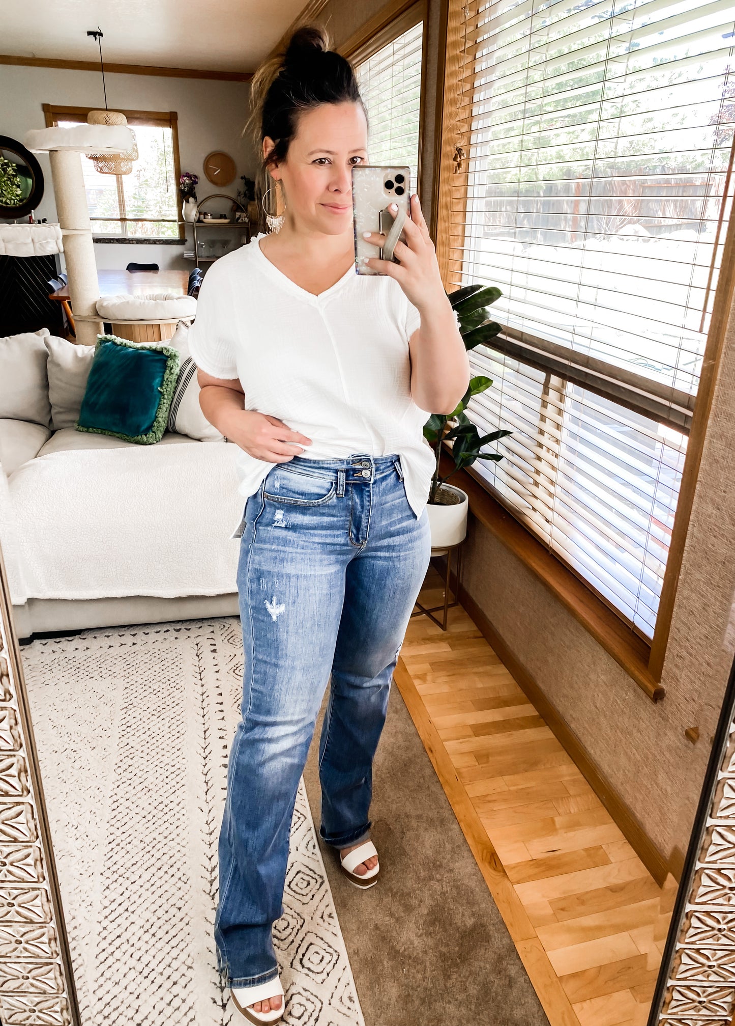 Judy Blue High Waist Slit Hem Straight Jeans