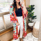Tie Front Boho Chic Teal Floral Kimono - Preorder
