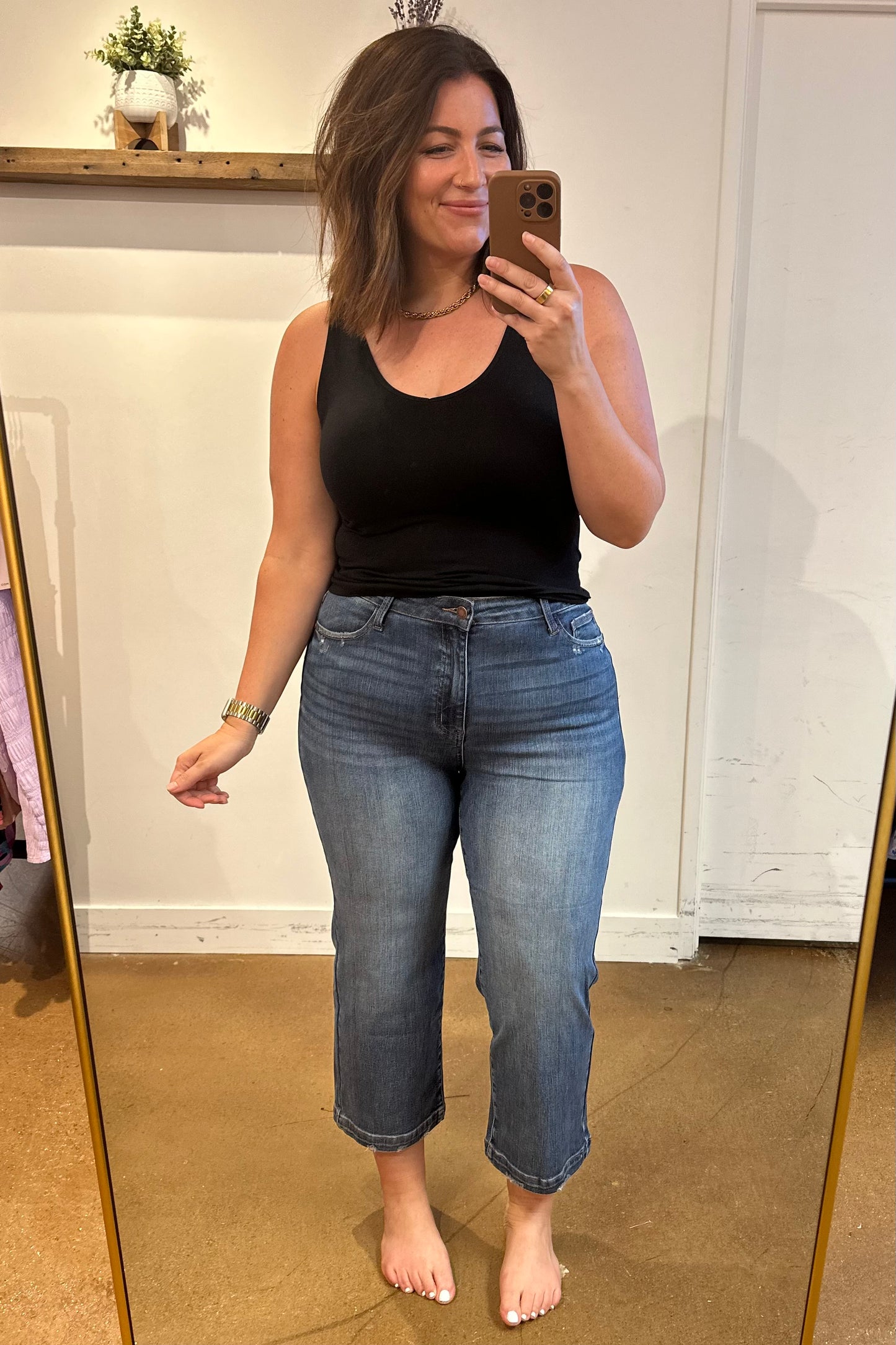 Judy Blue High Rise Vintage Wide Leg Crop Jeans