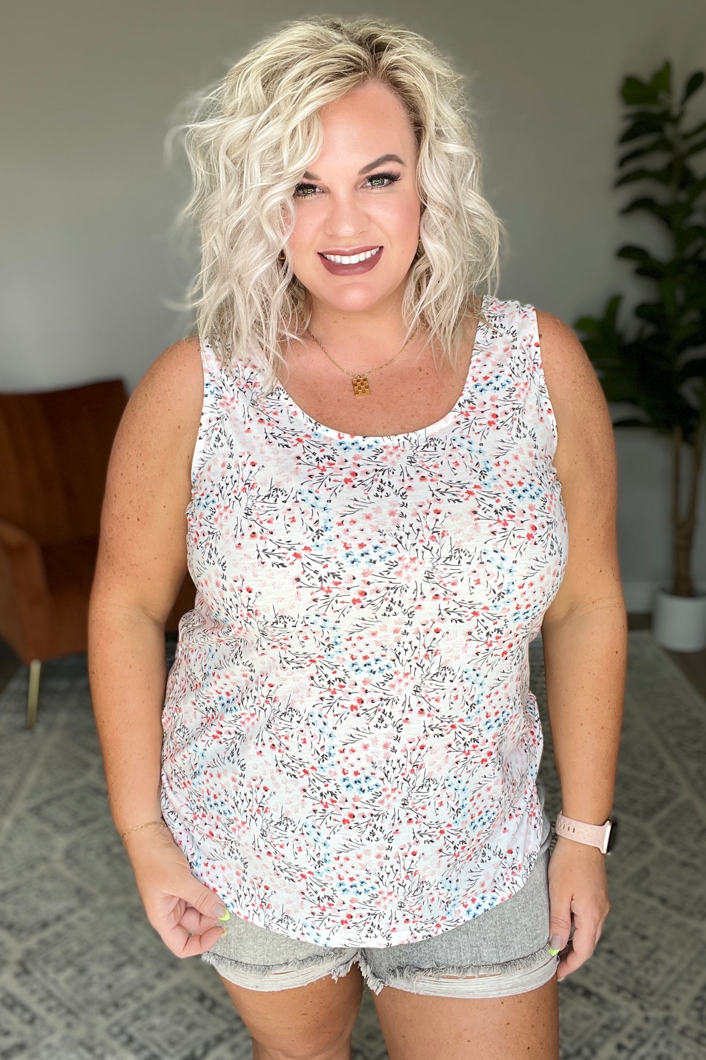 Evangeline Floral Cutout Tank