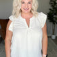Someday Maybe Flutter Sleeve Top in Ivory