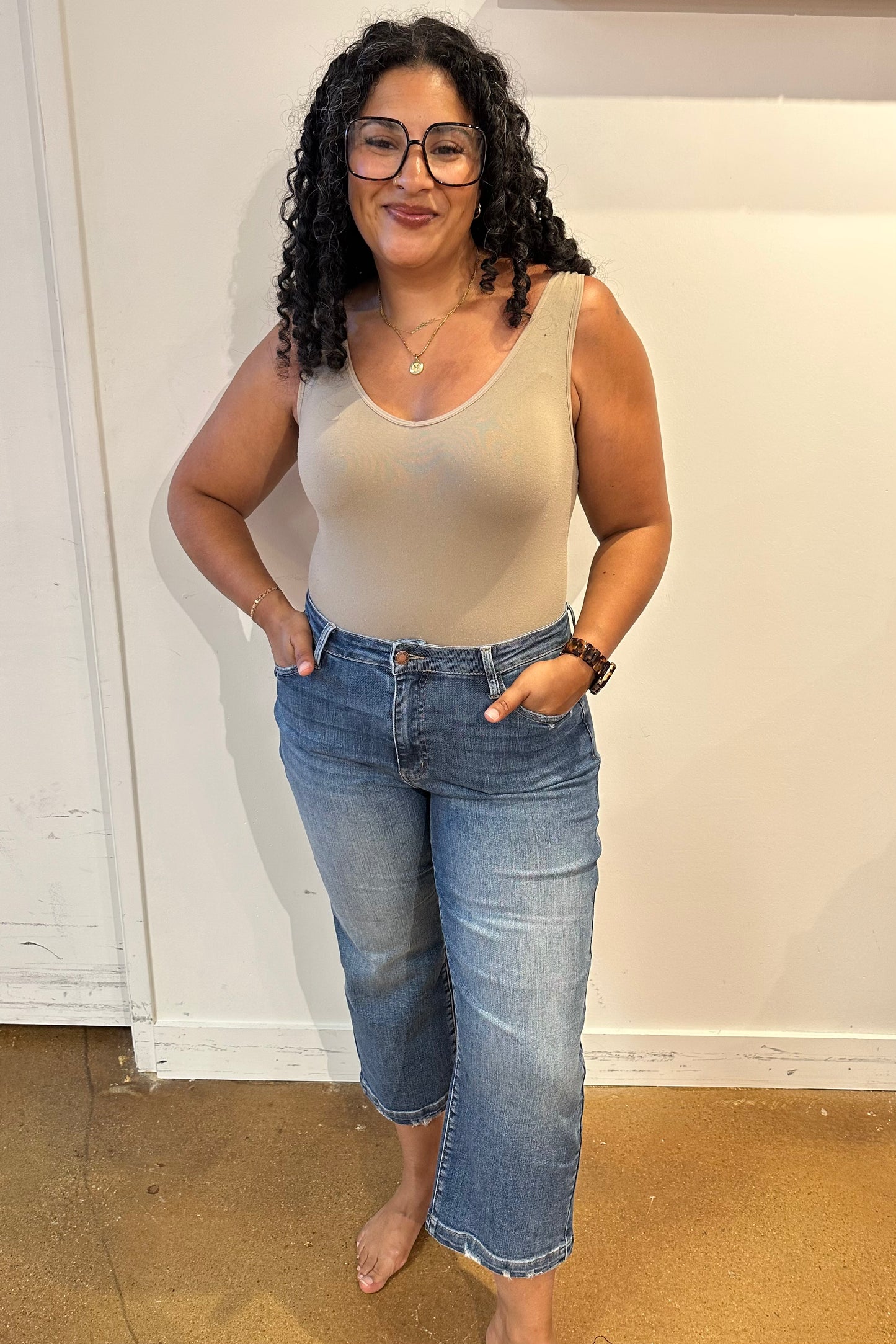 Judy Blue High Rise Vintage Wide Leg Crop Jeans
