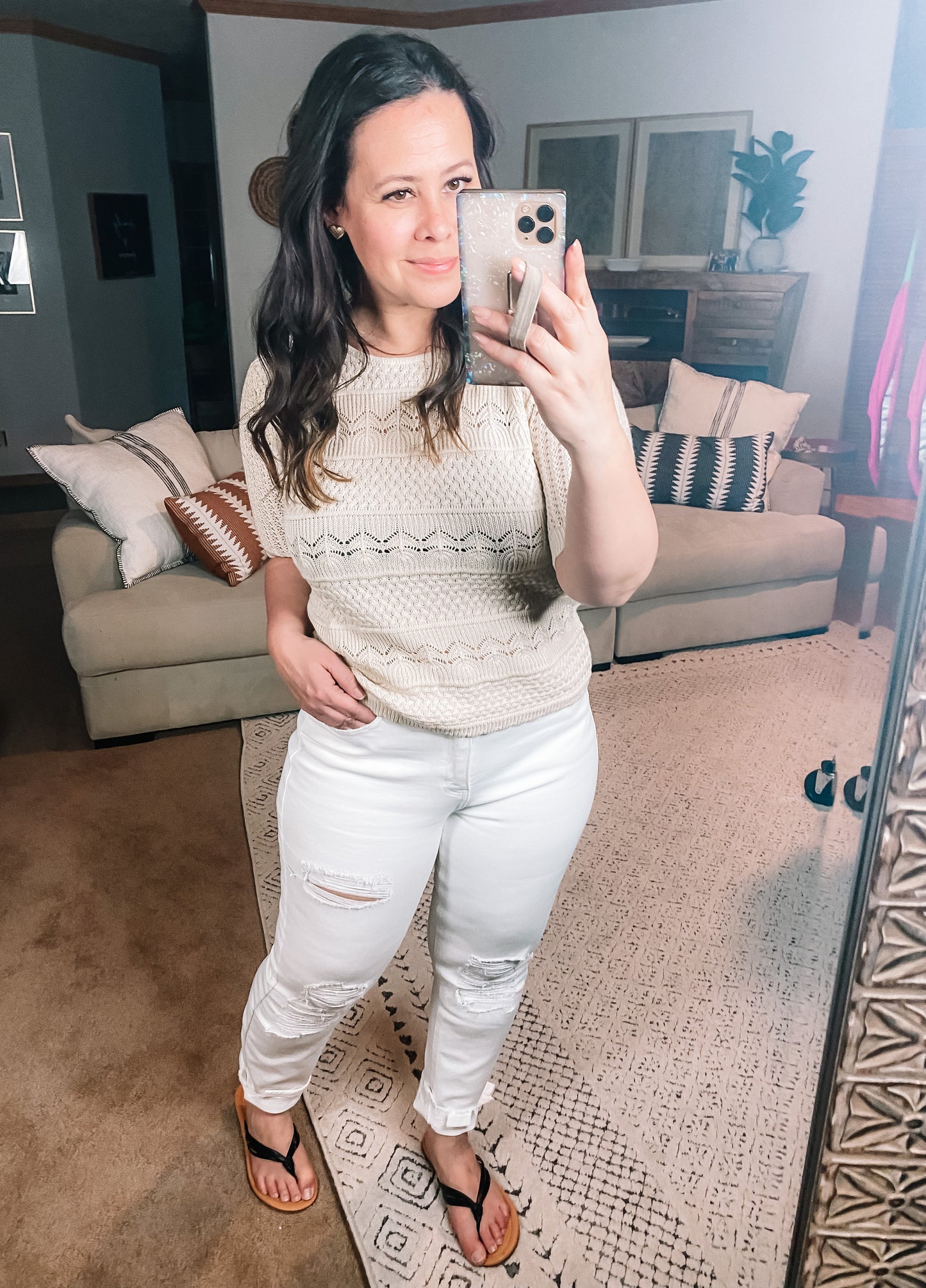 Thea Crocheted Knit Top