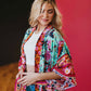 Tie Front Boho Chic Teal Floral Kimono - Preorder
