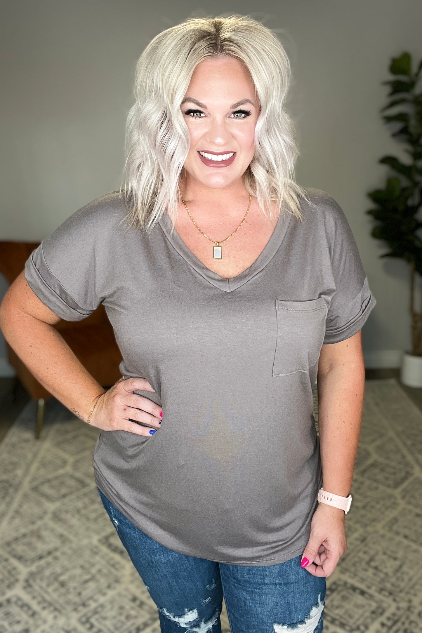 Absolute Favorite V-Neck in Dark Taupe