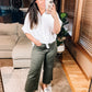 Judy Blue Wide Leg Crop Jeans in Olive
