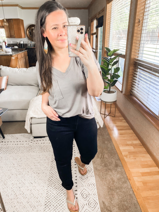 Absolute Favorite V-Neck in Dark Taupe