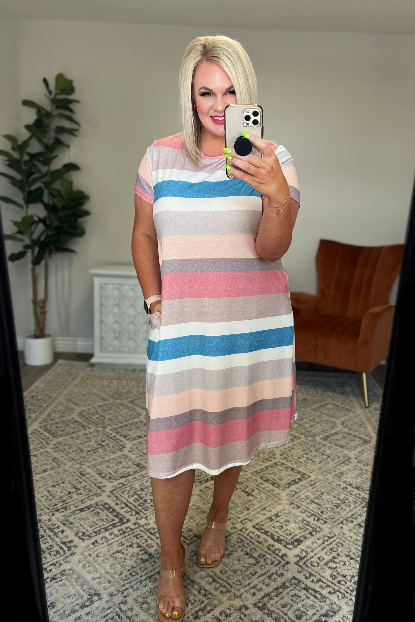 Simple Moments Striped T Shirt Dress