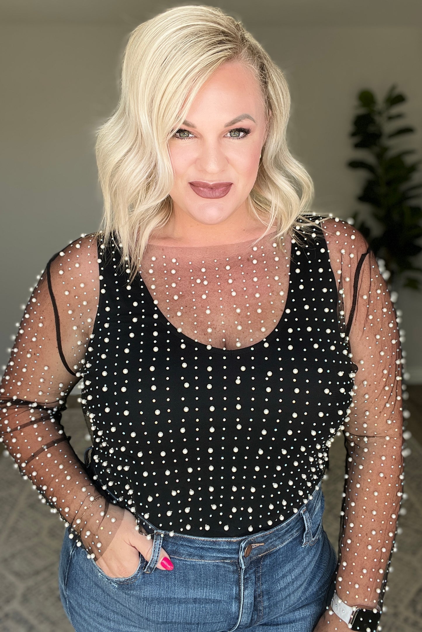 Pearl Diver Layering Top in Black