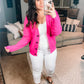 Pleasant Greetings V-Neck Cardigan in Fuchsia
