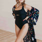 Navy Tropical Birds Tie Front Kimono - Preorder