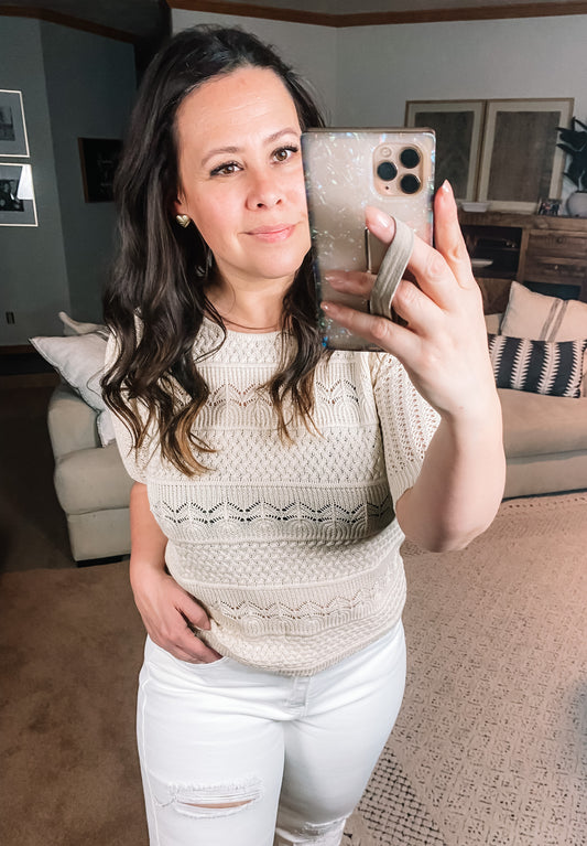 Thea Crocheted Knit Top