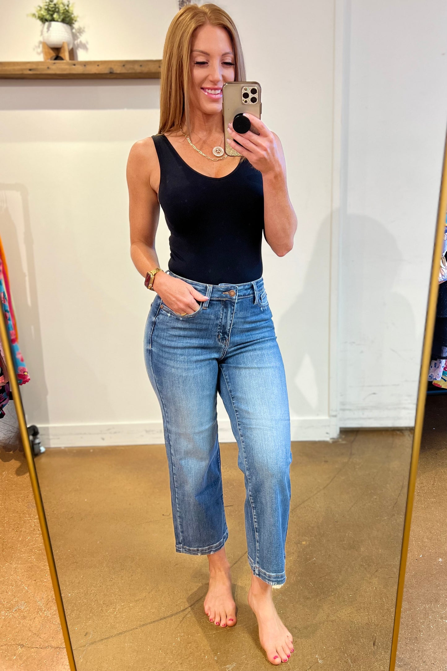 Judy Blue High Rise Vintage Wide Leg Crop Jeans