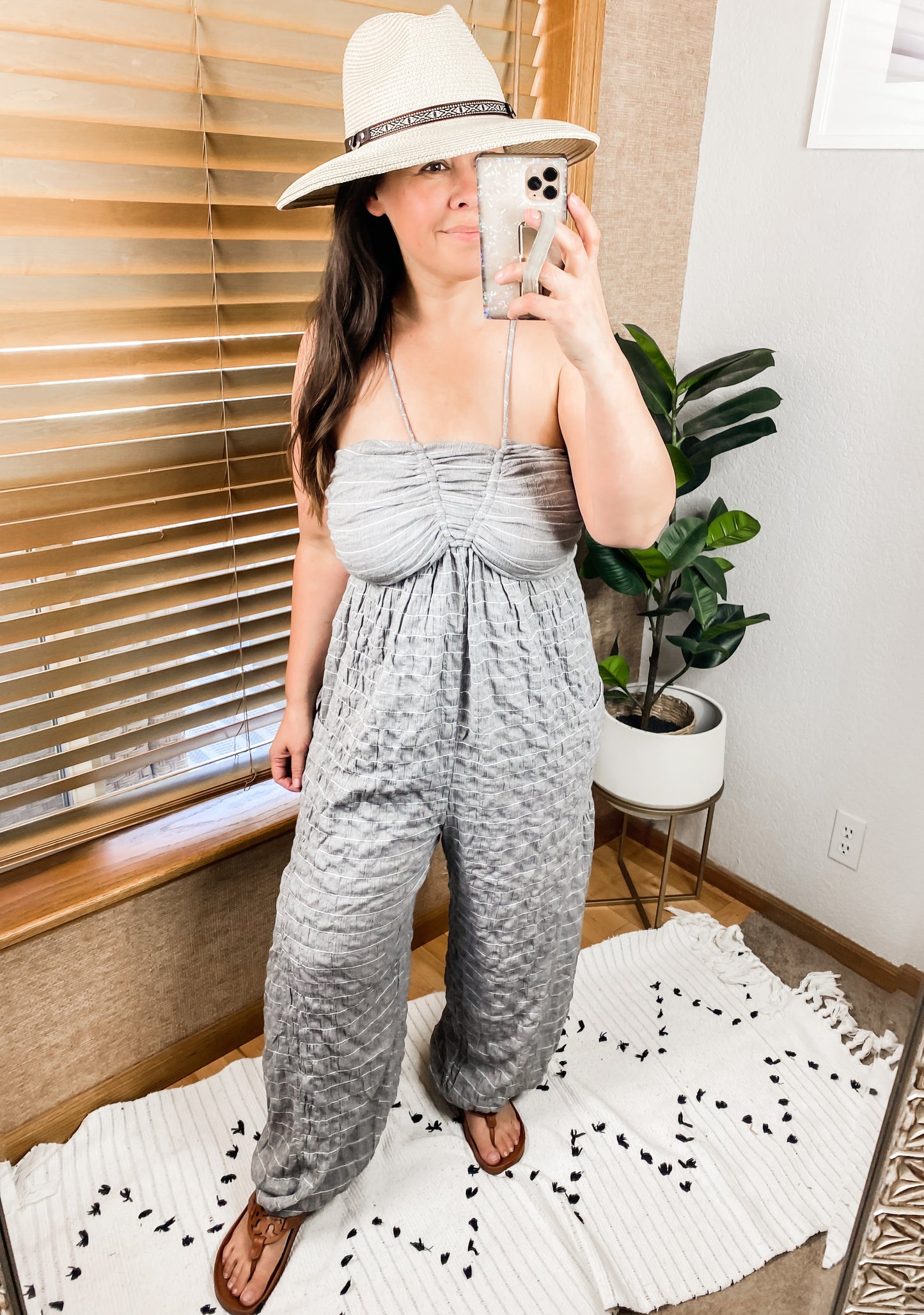 Sleeveless Halter Tie Back Woven Jumpsuit