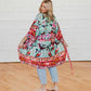 Tie Front Boho Chic Teal Floral Kimono - Preorder