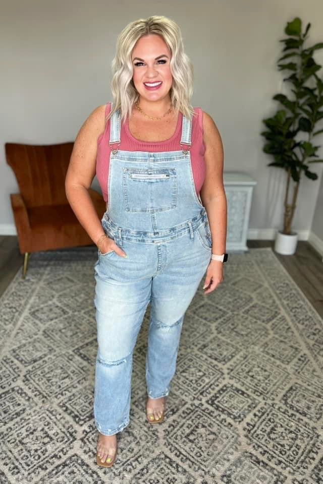 Judy Blue Distressed Straight Leg Overalls