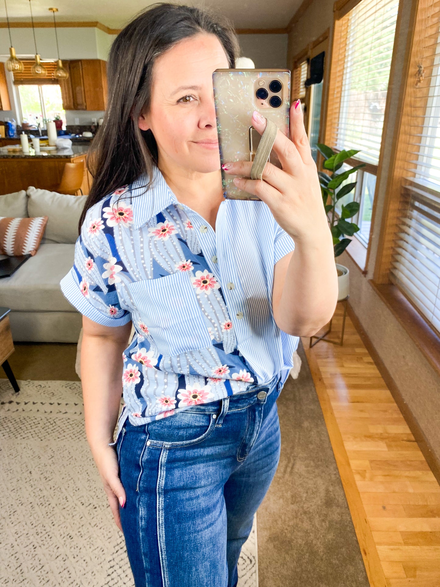 Best Of Both Worlds Button Down Top