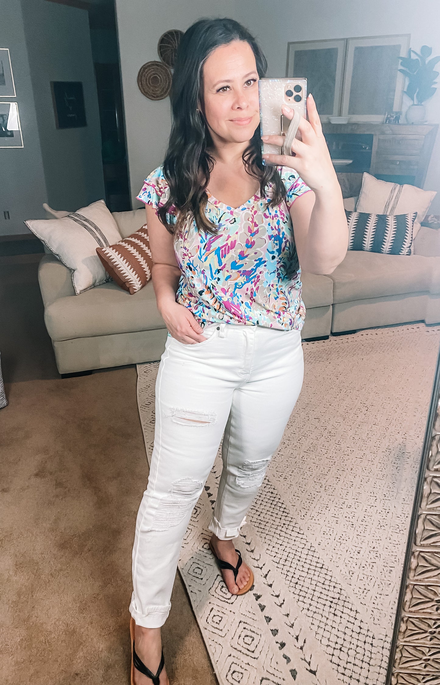 Let's Talk Flutter Sleeve Top