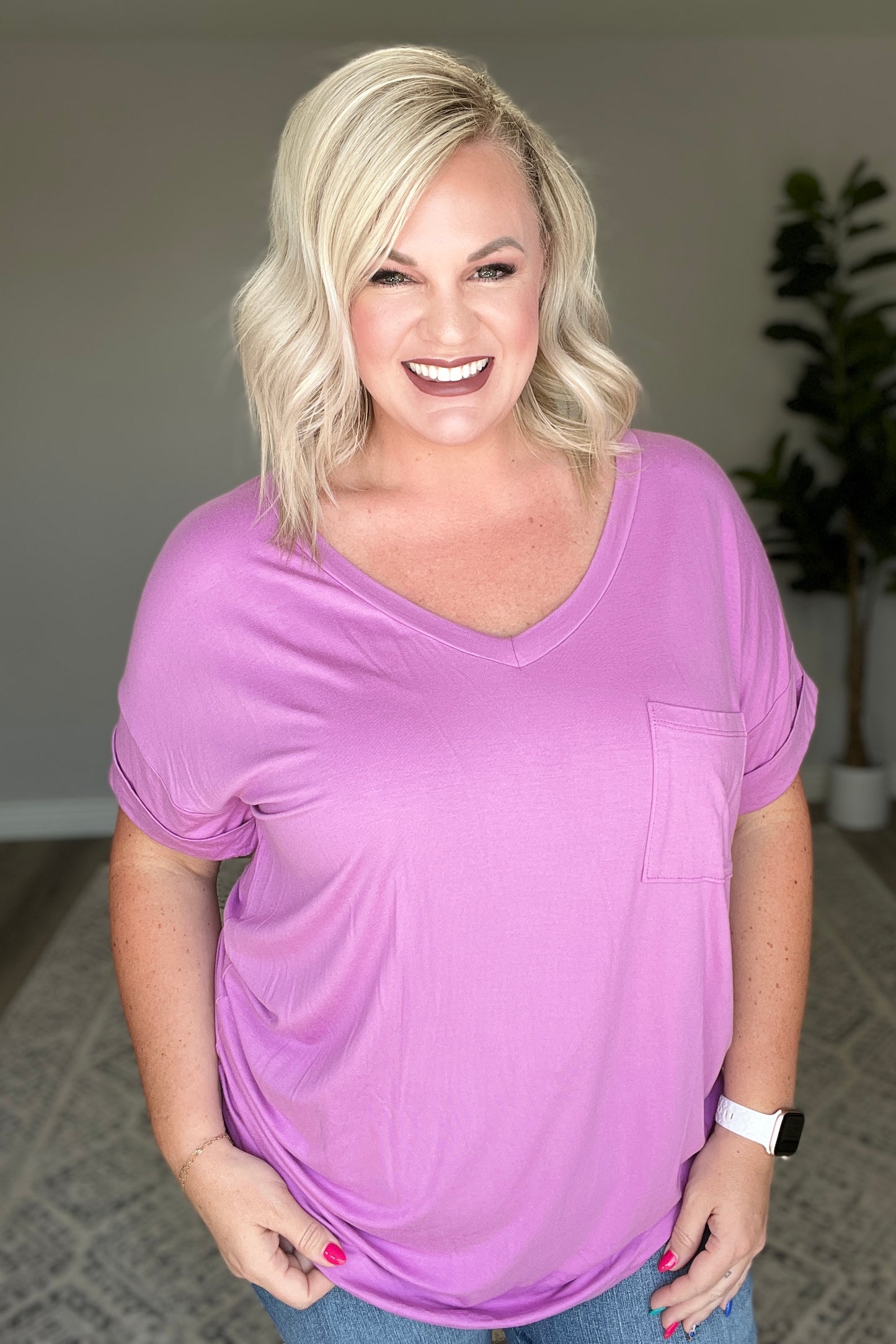 Absolute Favorite V-Neck Top in Orchid