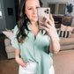 Sweet Simplicity Button Down Blouse in Sage