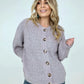 Solid Balloon Sleeve Button Front Cardigan