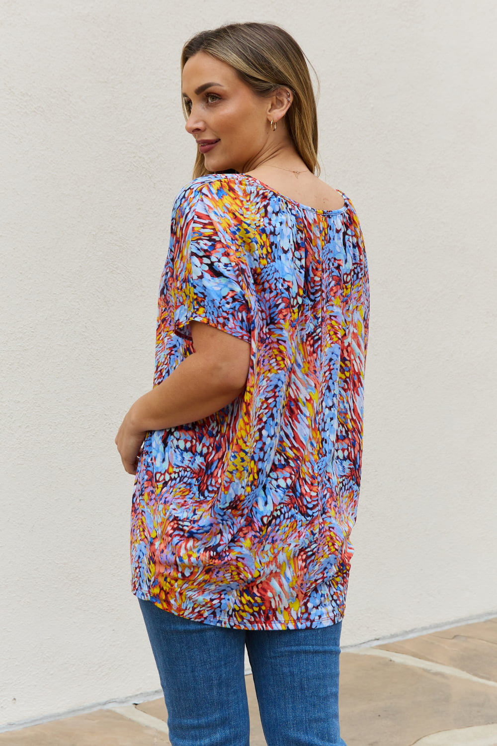 Multicolored Dolman Flowy Top