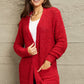 Falling For You Open Front Popcorn Cardigan in Red