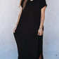 Rae Mode V Neck Basic Side Slit Maxi Dress with Pocket
