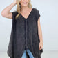 Oli & Hali Mineral Washed Cinched Front Cocoon Sleeveless Long Top