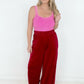 Solid Velvet Wide Leg Pants