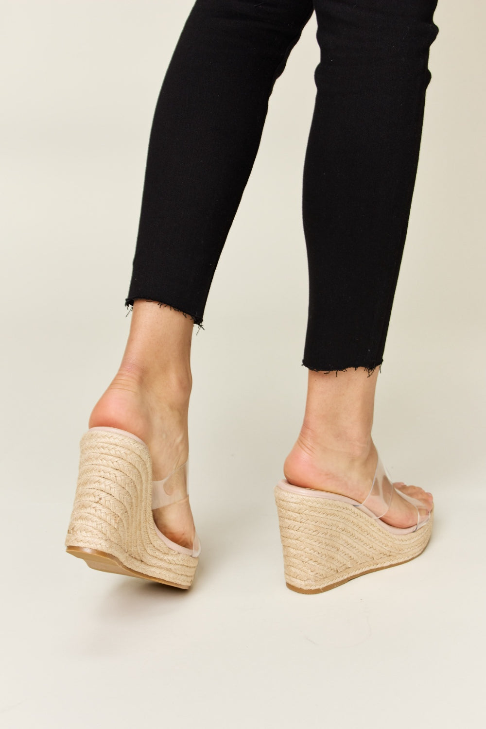 Clear Strap Espadrille Platform Wedge Sandals