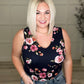 Sleeveless Floral V-Neck Bodysuit in Navy