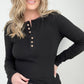 "Addy" Lace Trim Long Sleeve Button Up Henley Top