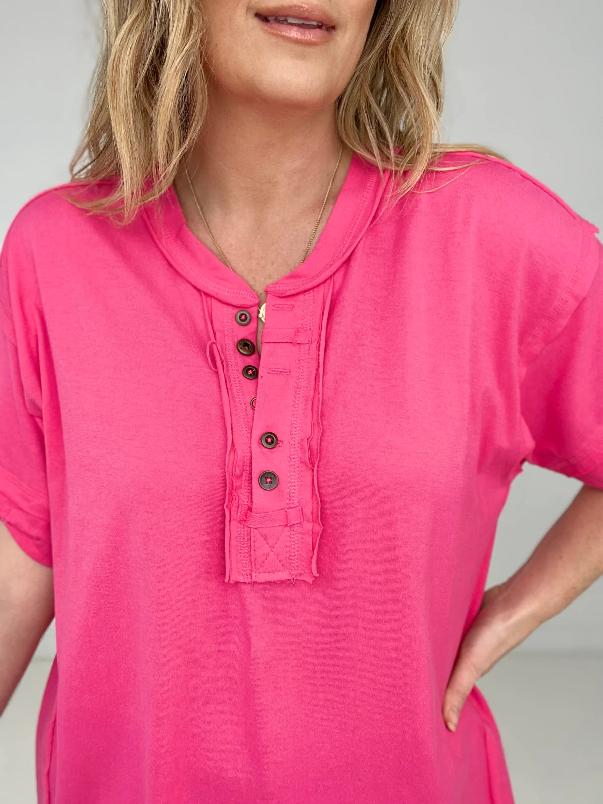 Raw Edge Short Sleeve Top