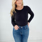 Rae Mode Solid Butter Round Neck Long Sleeve Bodysuit