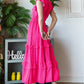 Reborn J V-Neck Ruffle Trim Tiered Midi Dress