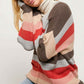 Multi Stripe Round Neck Long Sleeve Sweater with Pockets