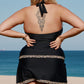 Plus Size Leopard Halter Neck Two-Piece Swimsuit