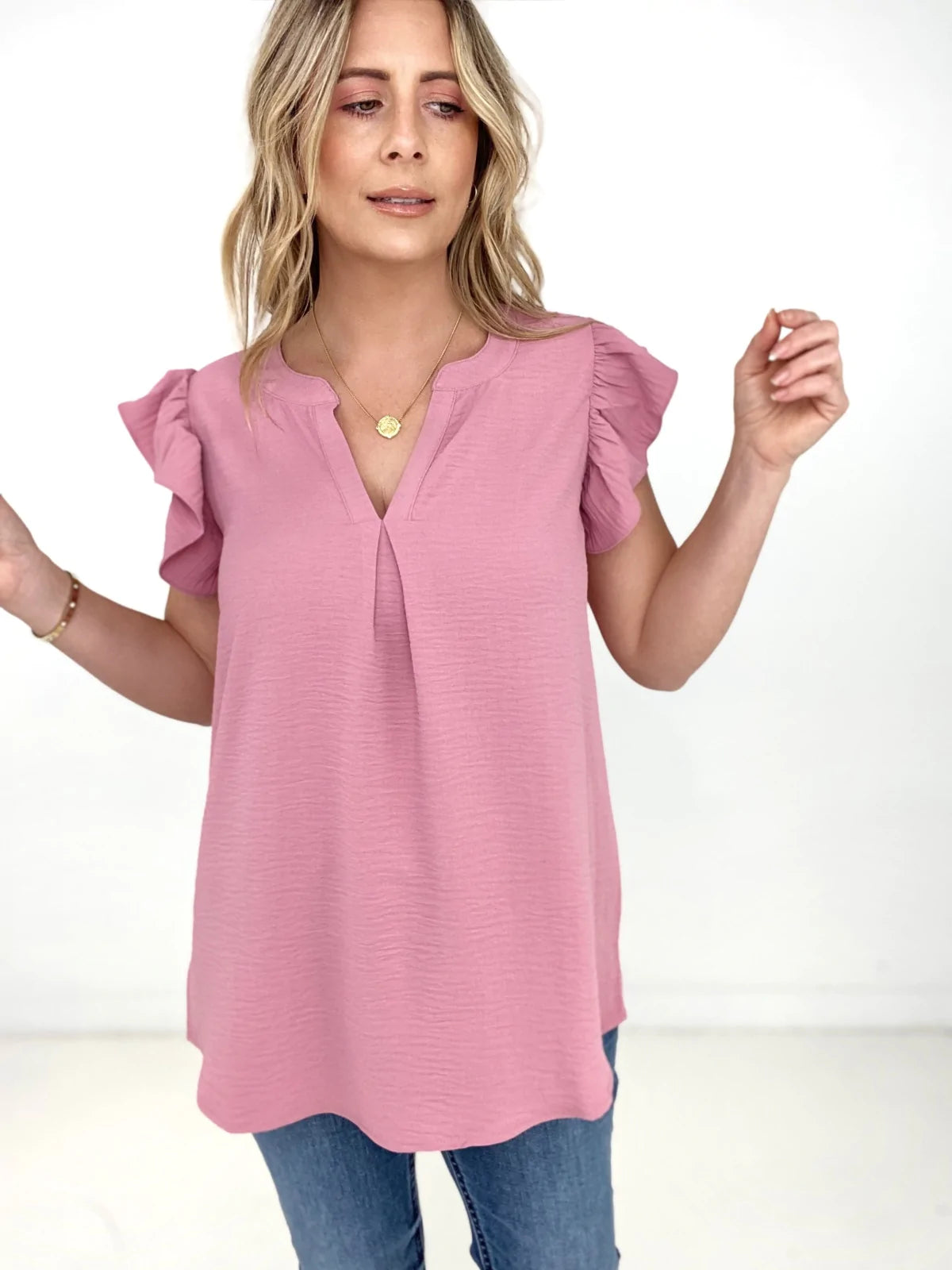Hopelessly Hopeless Ruffled Sleeve Blouse