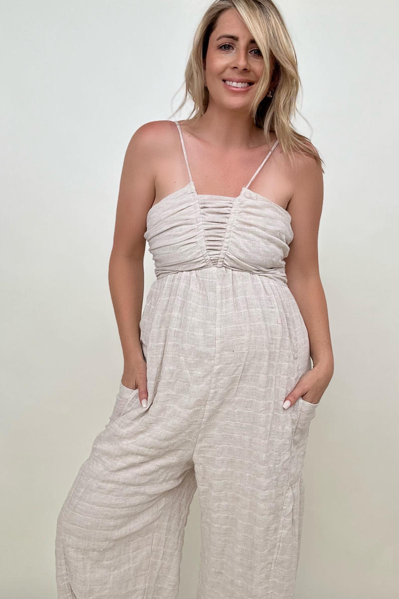 Sleeveless Halter Tie Back Woven Jumpsuit