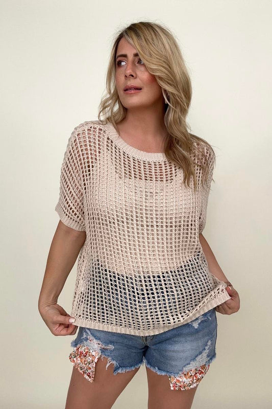 Beach Days Loose Knit Dolman Top