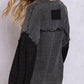 POL Oversize Contrast Long Sleeve Half Button Blouse