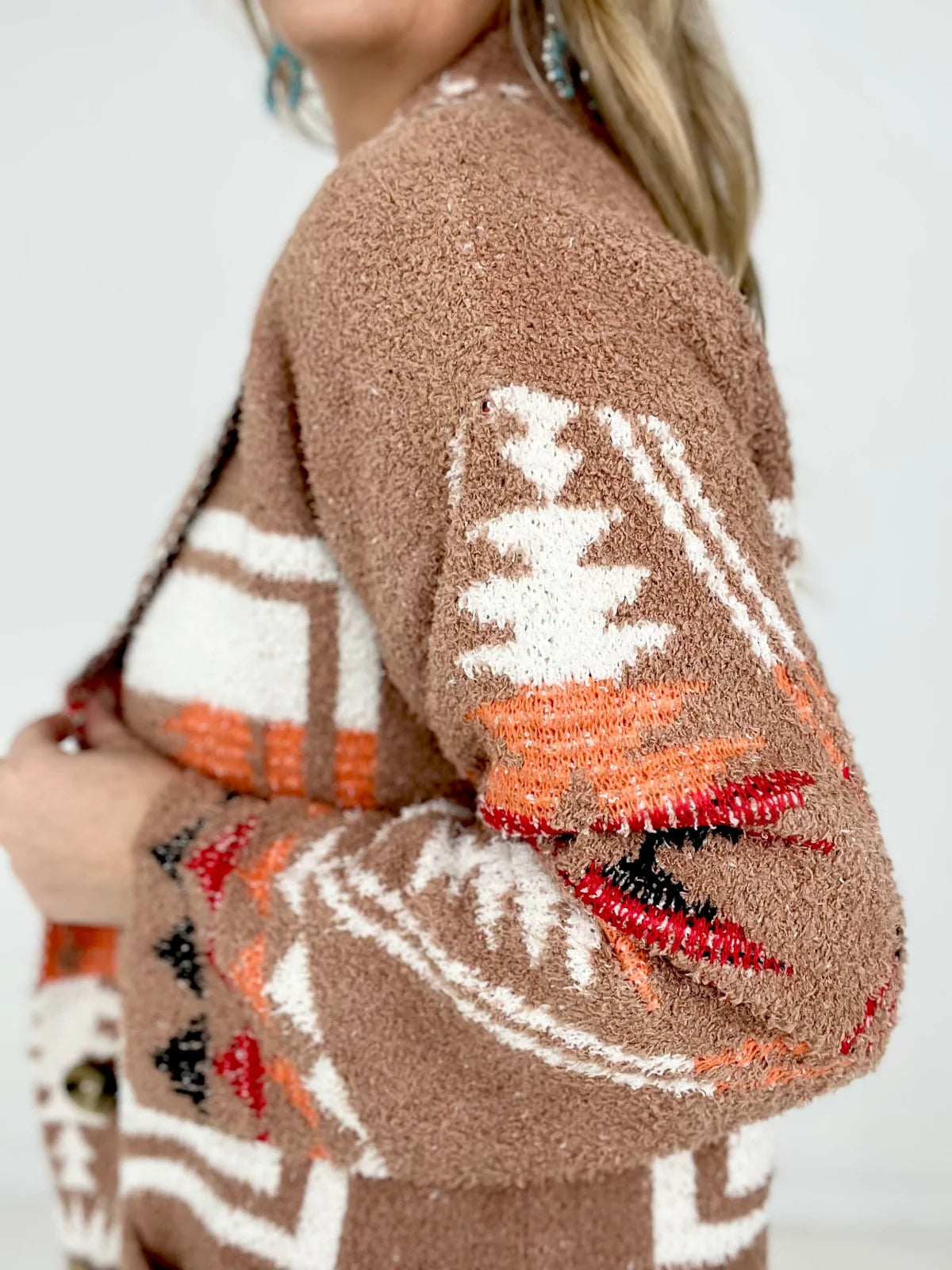 Knitted Jacquard Cardigan with Pockets